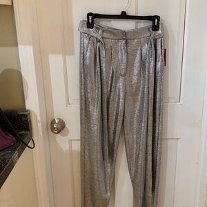 Jennifer Lopez silver lame pants size 2 Bn